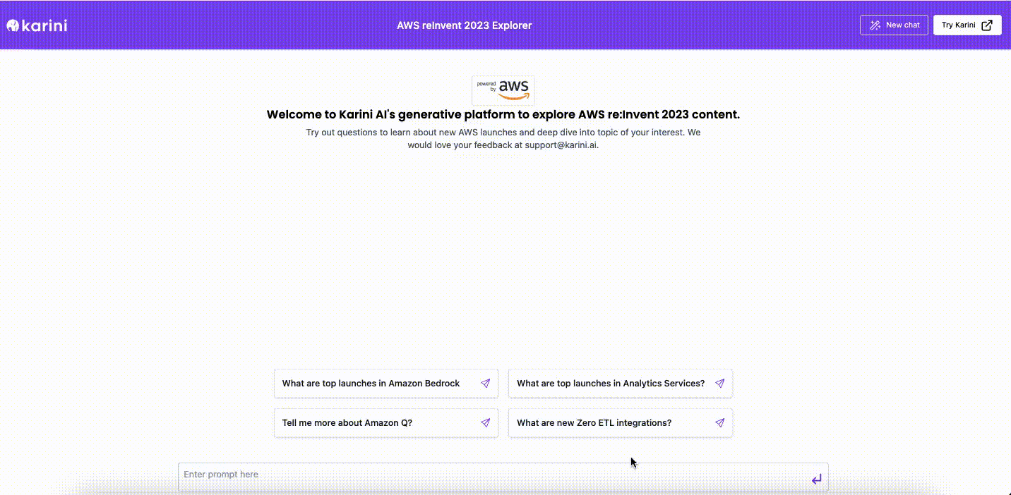 Karini Copilot Streaming Demo